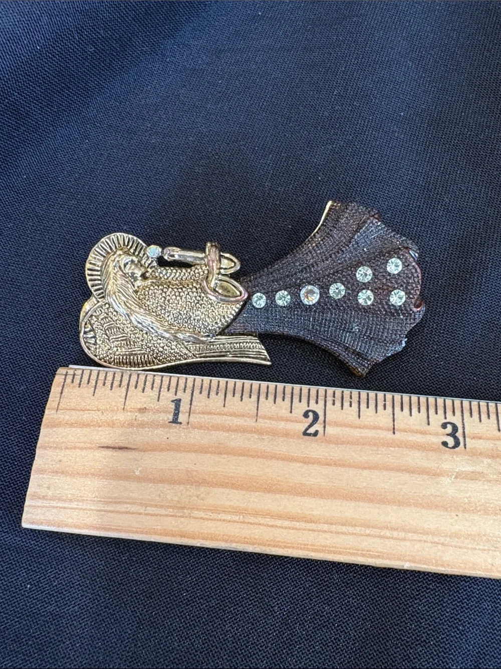 Gold-Tone Angel Brooch with Rhinestone Accents - Women Jewelry
